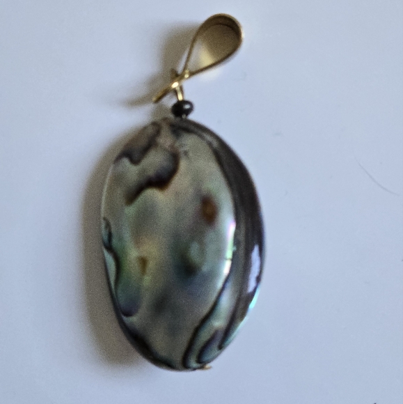 Abalone Shell Pendant Puffed Oval Jewelry - Picture 3 of 13